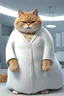 Placeholder: A fat cat spoiled cat in an expensive white thick night gown, looking rich,yawny,3d animation ,funny