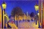 Placeholder: Night, square bench, lanterns, alfred sisley impressionism painting