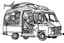 Placeholder: camper van life style of picasso black and white lines and doits