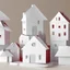 Placeholder: A picture of folded paper houses, the houses, clean and serene vibe. White houses but red background.