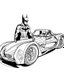 Placeholder: batman with his The Batmobile coloring page, no leaves, full body (((((white background))))), only use an outline., real style, line art, white color, clean line art, white background, Sketch style