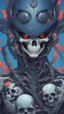Placeholder: a close up of a person with a skull on their head, blue and black colors, anime skull portrait man, scary detailed art in color, hiroyuki-mitsume takahashi, nychos art aesthetic, half man half skeleton, anime cyberpunk art, colored manga art, rossdraws pastel vibrant, hot colors. insanely detailed, beautiful anime portrait, stunning anime face portrait, scary art in color