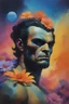 Placeholder: mugshot, Planet of the Vulcans, multicolored, large, floral designs, atmospheric, beautiful, oil painting by Frank Frazetta, 4k UHD, Photorealistic, professional quality