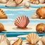 Placeholder: very big Seashells by the seashore as seaside house cells Recreational waterfront landscapes