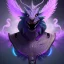 Placeholder: purple mythical creature in galaxy, teal and purple smoke, detailed, realistic, 4k