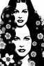 Placeholder: hyper detailed, black and white, thick line, coloring book illustration, lineart, stunningly beautiful liv tyler in flowers, jim lee