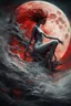 Placeholder: A dramatic digital painting portraying a figure under the Red Moon, veins pulsing, claws of temptation visible, soul in turmoil. In the style of Giger and Salvador Dali and Van Gogh, vivid colors, swirling brushstrokes, highly detailed, 8k resolution, surrealistic., by Ryohei Hase, Agnes Cecile, Raymond Swanland, Anne Bachelie