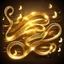 Placeholder: Glowing Wavy Golden Musical-Notes Background.