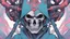 Placeholder: a close up of a person with a skull on their head, blue and black colors, anime skull portrait man, scary detailed art in color, hiroyuki-mitsume takahashi, nychos art aesthetic, half man half skeleton, anime cyberpunk art, colored manga art, rossdraws pastel vibrant, hot colors. insanely detailed, beautiful anime portrait, stunning anime face portrait, scary art in color