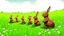 Placeholder: Fantasy cartoon illustration: A Trail of chocolate bunnies in the grass