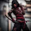 Placeholder: Behold the powerful alluring and pretty ninja woman, her body adorned with the traditional ninja costume, HDR, beautifully shot, hyperrealistic, sharp focus, 64 megapixels, perfect composition, high contrast, cinematic, atmospheric, moody