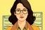 Placeholder: Wes Anderson cartoon of a dark haired and brown eyed woman who is a feminist and loves coding and designing websites