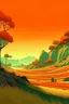 Placeholder: Rice field，Trees，Warm color palette，Animation，cliff