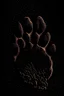 Placeholder: Striking image of a lion paw print, sandblasted special effect, standing out on a black background