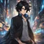 Placeholder: (masterpiece), (anime style), award winning, close up, centered, Instagram able, looking toward camera, dynamic pose, messy black hair, young man, blue eyes, modern intricate background, dynamic lighting, depth of field, ultra detailed, (epic composition, epic proportion), 2D illustration, professional work, black clothes