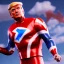 Placeholder: Realistic image of Donald trump super hero, retro style, watchmen style, red white blue colors, white stars, suspenders, latex material, 80s, vibrant color, highly detailed, sky background, concept art, unreal engine 5, god rays, ray tracing, RTX, lumen lighting, ultra detail, volumetric lighting, 3d, finely drawn, high definition, high resolution.