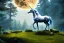 Placeholder: a unicorn stand on a rock, forest, night, moon, 8k resolution, high-quality, fine-detail, intricate, fantasy art, detailed matte, volumetric lighting, illustration, 3D