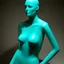 Placeholder: a turquoise display mannequin , autochrome
