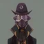 Placeholder: alchemist dnd character with a plague doctor mask and wearing a fur coat