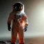 Placeholder: an astronaut in moon, full body, highly detailed, orange puffer jacket, 3d render