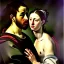 Placeholder: portrait of a male and a beatiful female Caravaggio style