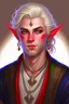 Placeholder: A tiefling young man with white blonde hair and lots of jewelry