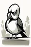 Placeholder: Tiny bird with a huge beak, classic cartoon style