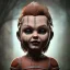 Placeholder: analog style, Celtic goddes, portrait, simmetric eyes, ambient, chucky wearing outfit, ultra realistic photo