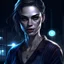 Placeholder: Vampire the masquerade looking female brujah character looking confident with an ice cold knowing smile, a slighty crooked nose and an eyebrow slid and more like a tomboy with a red flanell shirt in a fighting ring, photorealistic artstyle