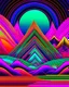 Placeholder: psychedelic landscape with geometrical patterns and neon colors