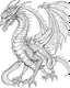 Placeholder: coloring image of full body dragon, line art, realistic, white background