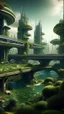 Placeholder: sci fi harbour city, gardens