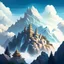 Placeholder: Mount Olympus from the greek mythology. Temples high up in the mountains. Cloudy and mysterious. Illustration. detailed.