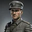 Placeholder: German ww2 late twenties with stubble tank commander in grey uniform realistic digital art