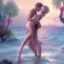 Placeholder: Aaron Carter with sexy Clara Bow, stormy seas, two people, Aaron Carter, romance, romantic, water, swimming, DAZ3D, by Michael Turner, soft lips, cinematic lighting, studio lighting, shine, 4K, fantastic view, girls at beach with her.