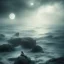 Placeholder: shore, dark, fog, sea, moon, stormy, ethernal, mermaid,