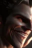 Placeholder: a very close up side profile image of an evil angel, smiling,8k quality, supper realistic