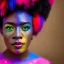 Placeholder: older man, fourty years old, masterpiece, best quality, family of three, ebony skinned, sparkling eyes, fluorescent skin, colorful makeup, afro, highly detailed body, afrofuturism, scifi, sun light, 4K, RAW, depth of field, high contrast, realistic details, 24mm