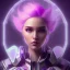 Placeholder: Cute girl white hair, Sci-fi character, purple backlight, pink and purple, scifi suit, profile, purple background, pink lighting, futuristic