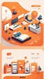 Placeholder: illustrations with a simple art style that show home page for spot use orange color and minimal