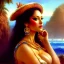 Placeholder: Drawing of beautiful face busty pirate woman,sweet stare,tropical beach,treasure map, parrot pet,ancient leather armor, balanciaga fashion clothe painting by gaston bussiere, greg rutkowski, yoji shinkawa, yoshitaka amano, tsutomu nihei, donato giancola, tim hildebrandt, oil on canvas, cinematic composition, extreme detail,fit full head inside picture,16k