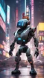 Placeholder: CHICKEN robot, sci-fi, cyberpunk, full body, ultra realistic, virtual reality, cyberpunk city and colors