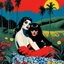 Placeholder: [art by Helmut newton and David Hockney] false east, nightmare embrace, pulp sci-fi, retro, dark sci-fi, hippie aesthetic, flower power, trippy colors, tarot, macabre, pin-up girls