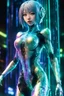 Placeholder: (masterpiece, best quality, highres:1.2), (intricate and beautiful:1.2), (detailed light:1.2), (colorful, front angle), up close futuristic matrix hologram , it's in the form of a 3D statue, emerged in the air, part of the hologram is a stunning anime female, dynamic action pose, emo, goth and dark theme, tight red dress(abstract art gallery background:1.3), (cinematic), ultra realistic kawai, mysterious look