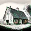 Placeholder: drawing of a 45 village farm building in the style of art novel