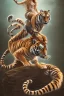 Placeholder: белая девушка верхом на тигре
