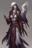 Placeholder: dnd female Aarakocra with long hair warlock