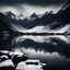 Placeholder: Dark foto with lake and mountens with snow