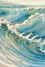 Placeholder: sea wave aerial view, pen line sketch and watercolor painting , Inspired by the works of Daniel F. Gerhartz, with a fine art aesthetic and a highly detailed, realistic style