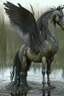 Placeholder: Swamp winged horse ,realistic, intricate